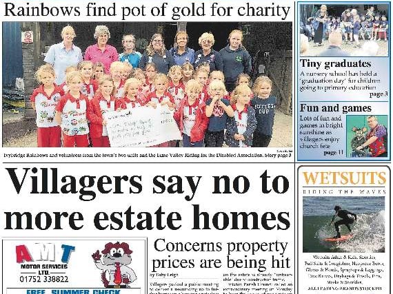 This week's Ivybridge & South Brent Gazette front page