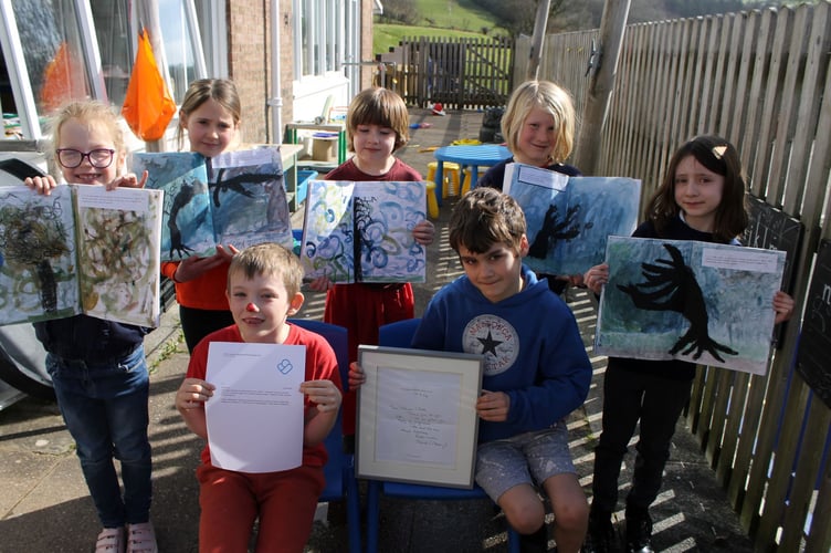 Harbertonford Primary pupils Maisy, Bea, Aubery, Reuben, Emily, Rupert and Charlie