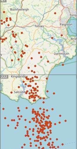Over 200 strikes were recorded locally