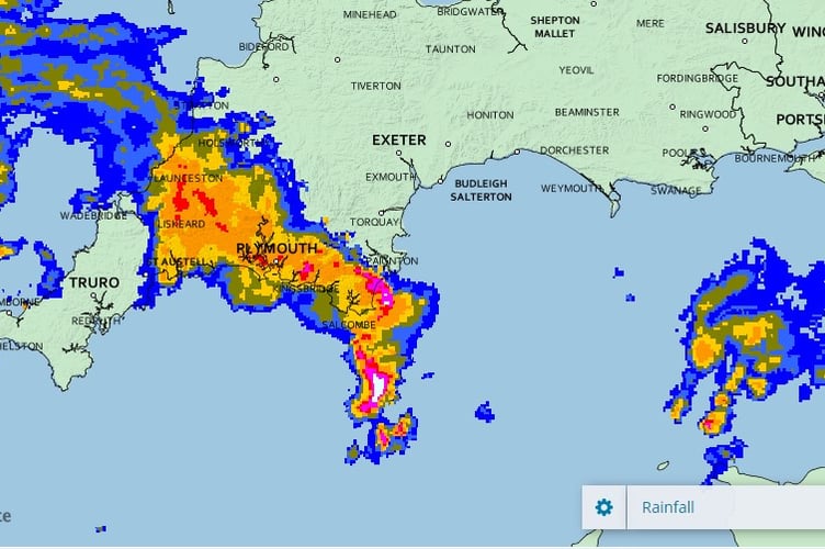 The huge weather front recorded this morning