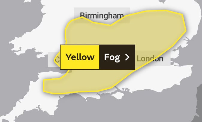 Area covered by this ,morning’s Yellow warning.  Image: Met Office