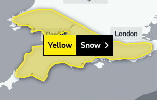 Yellow Warning of snow for Devon