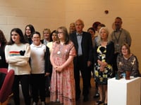Students celebrate opening of art exhibition in Totnes