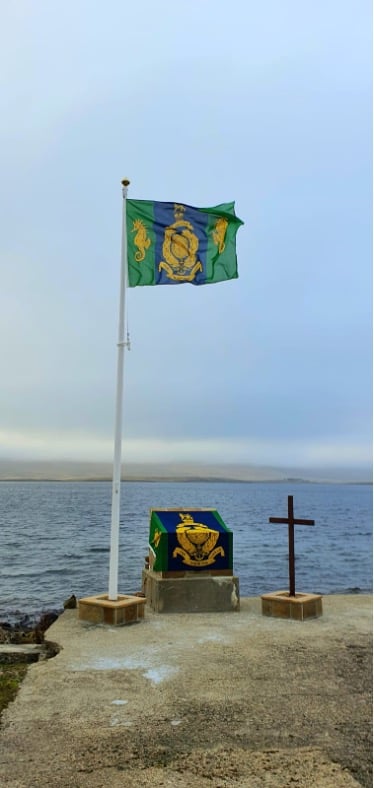 The memorial at Ajax Bay in Falkland Islands