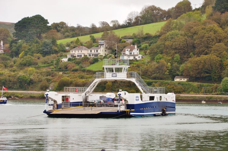 The Dartmouth Higher Ferry operates between Kingswear and Dartmouth
