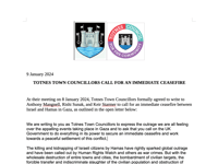 Totnes council's ceasefire plea