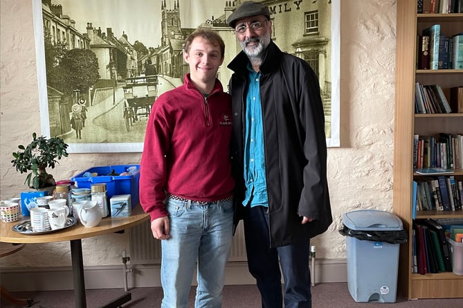 Art Malik with South Hams reporter, Aaron Griffin