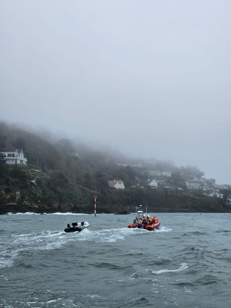 The capsized RIB was towed into Salcombe