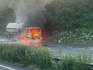 In Pictures: Milk tanker fire on A38 near Ivybridge