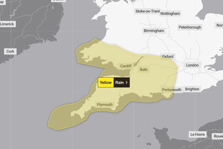 Met Office issue yellow wether warning for rain on July 8