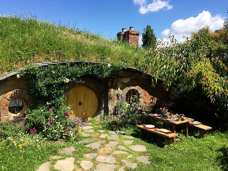 A Hobbit House as depicted in the movie The Lord of the Rings, based on J R R Tolkien's book