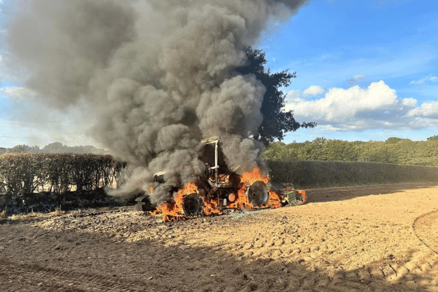 Tractor fire at Bittaford severely damages hay bailing unit