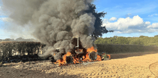 Tractor fire at Bittaford severely damages hay bailing unit