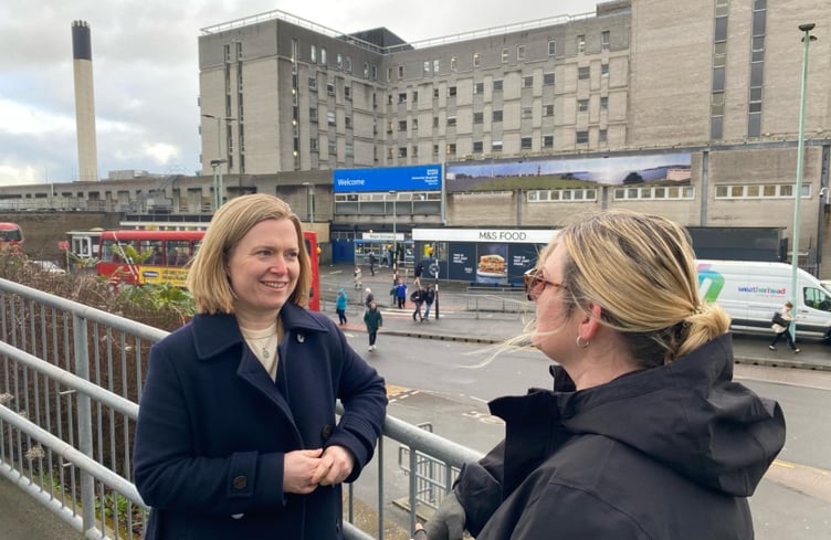 Rebecca Smith MP outside Derriford Hospital