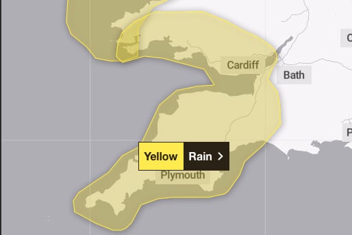 Where the Yellow Weather Warning is due to his the South West of England.