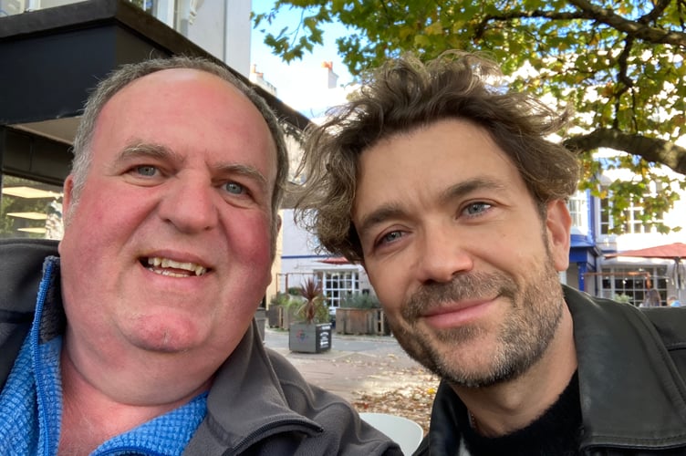 Reporter Richard Harding with actor Emrhys Cooper