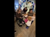 HDC Nursery Dartmouth children join 105 year old Joan for her birthday