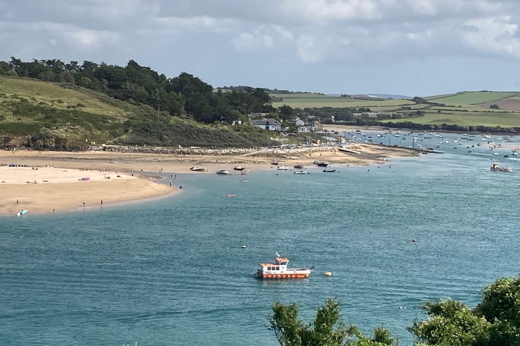 The Doom Bar sandbank lies between Padstow and Rock (on the far side)