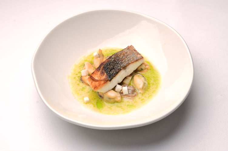 His Best Dish award was for this starter - Sea Bass, celeriac, mussel and clam blanquette