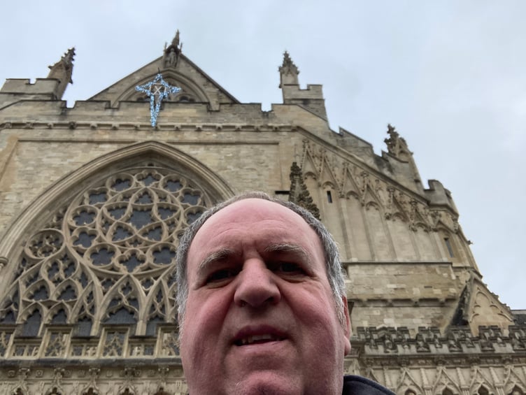 Richard outside Exeter Cathedral