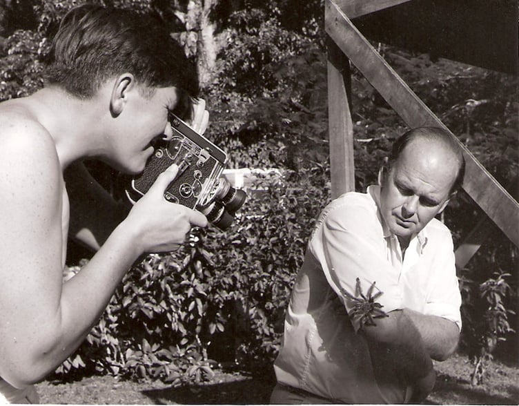 Tony Soper filming Peter Scott