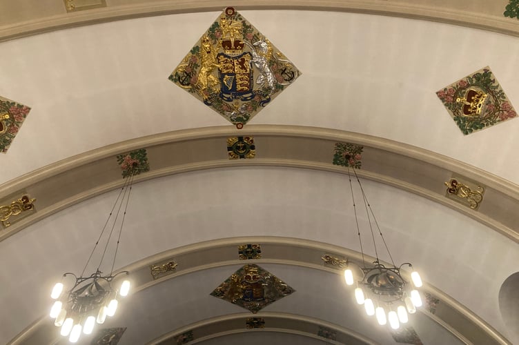 Part of the ceiling of the Senior Gun Room