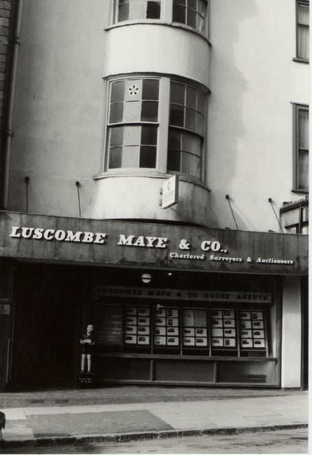 Luscombe Maye & Co. chartered surveyors and auctioneers. Previously a bank.  Fore Street, Kingsbridge