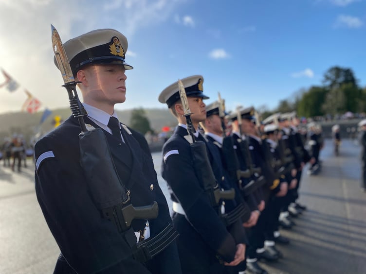The parade took place in mostly sunny weather