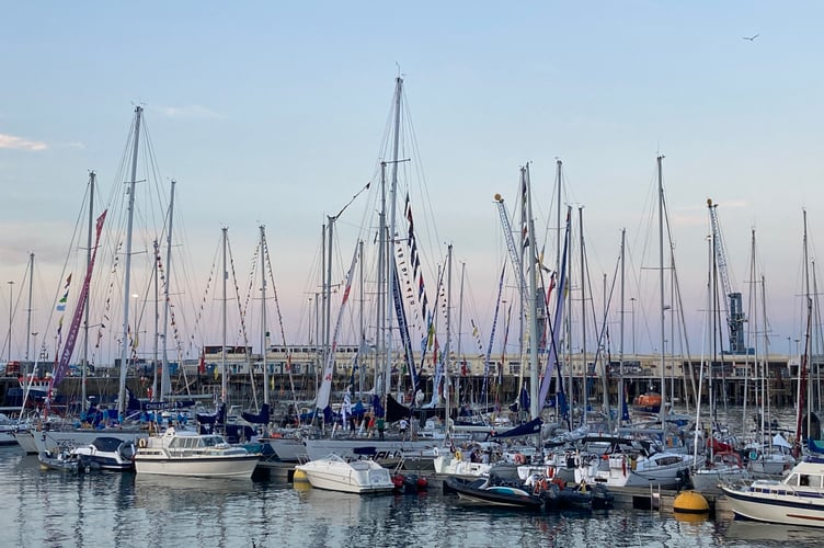 Yachts cram into the main visitor marina in St Peter Port