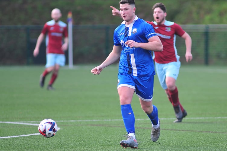 South Devon Football League Division 2. Paignton Saints versus Babbacombe Corinthians.A 4-3 win for Saints in one of just a handful of games played over a weather-affected weekend