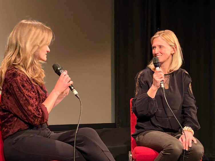 Director Caroline Corrie (right) gave a Q&A session at the film's premiere in Totnes last year
