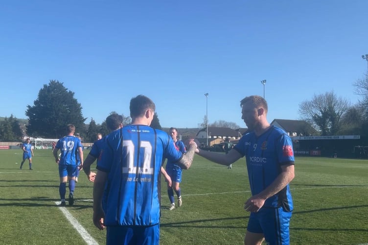 Celebrations for Tavistock AFC at Westbury