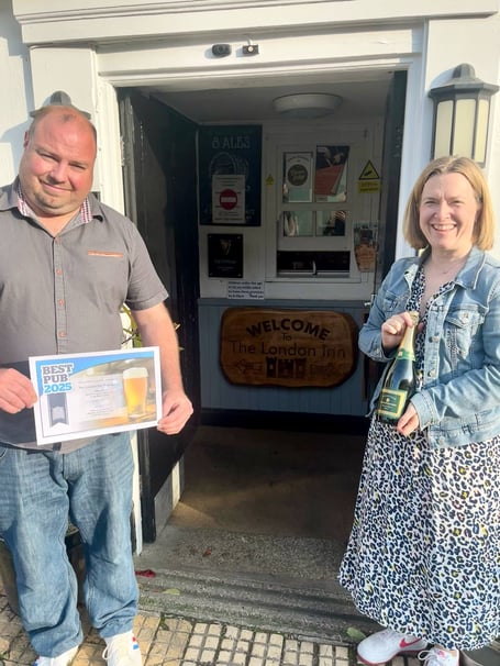 Landlord Simon with Rebecca Smith MP