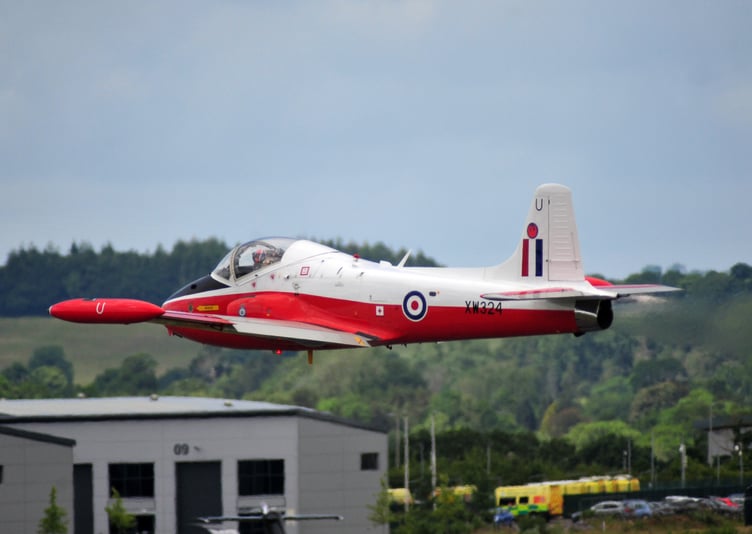 Riviera Air Show. Exeter Airport was used as a staging airfield for many of the aircraft taking part. Low pass by the  Jet Provost