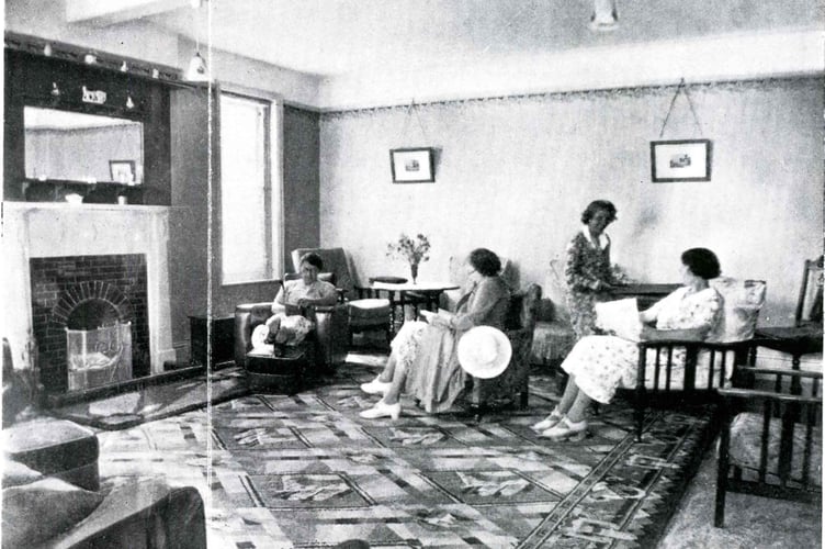 Trouts Hotel at Hallsands, run by two sisters Patience and Ella Trout. Ladies relaxing in the hotel
