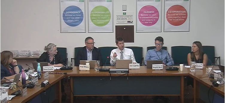 Ian Lightly, the chief operating officer at Livewell Southwest, addresses Plymouth City Council\'s cabinet meeting. Image courtesy: Plymouth City Council