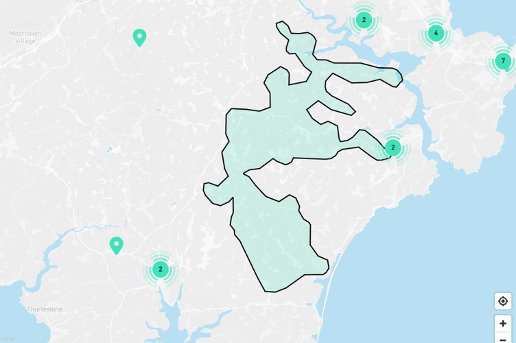 Map of reported outages - Image from South West Water 