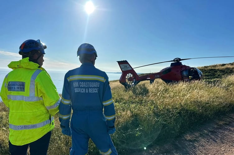 The helicopter landed near the casualty