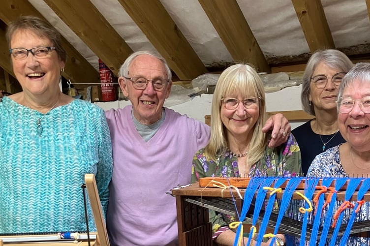 The Kingsbridge Weaving Loft. Rosemary, Malcolm, Fiona, Maggie and Jo.