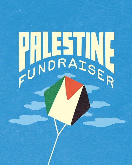 Kite's for Gaza poster for MAP fundraiser at Outside