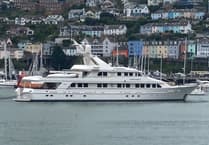 Luxury yacht 'Constance' docks in Dartmouth