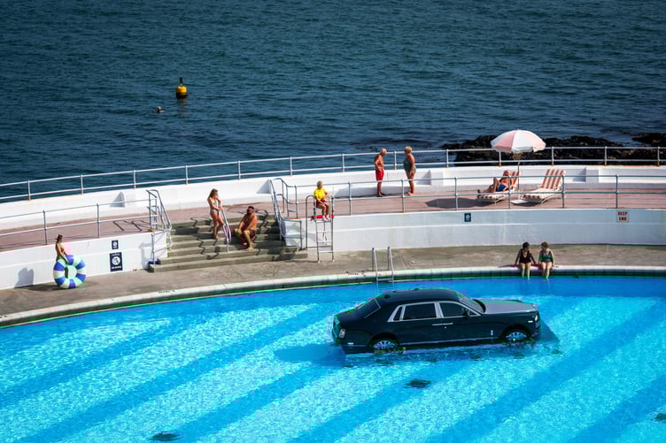 The Rolls Royce spotted in a public swimming pool. Picture: William Dax / SWNS