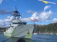 HMS Mersey anchors in Dartmouth for Regatta
