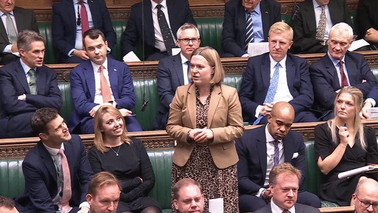 Rebecca Smith MP puts her question to the PM