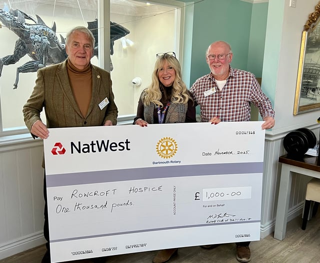 Dartmouth Rotary Donates £1,000 to Rowcroft