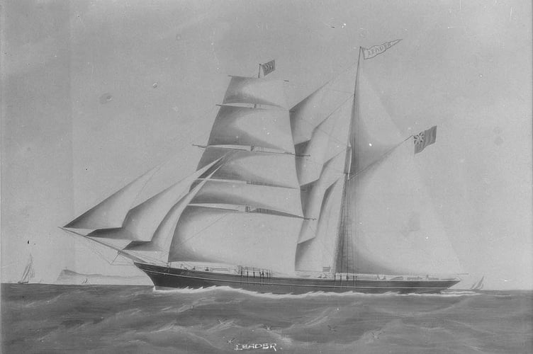 Salcombe ship painting 'Leader' built by Evans of Salcombe launched in 1869