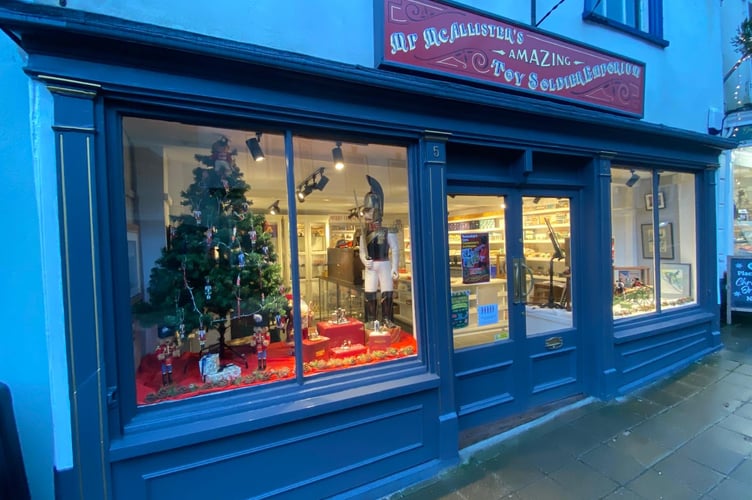 Mr McAllister's Amazing Toy Soldier Emporium Christmas display window.