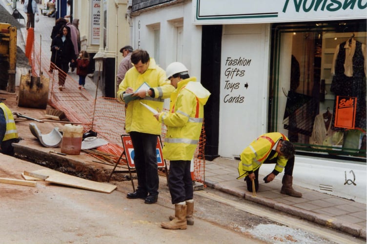 Work being started at beginning of Fore street, Kingsbridge, for six weeks in 1993