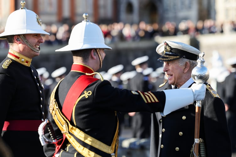 19th Dec 2025 - His Majesty The King chats to members of the Royal Marine Band Service at Britannia Royal Naval College.
Nearly 55 years after he himself passed out of the same famous institution to begin his naval career, King Charles was Guest of Honour, celebrated the achievements of a new generation of cadets at Britannia Royal Naval College in Dartmouth.
On parade for the historic Lord High Admiralâs Divisions, watched by friends and family, were more than 190 cadets whoâd undergone the 29-week transformation from civilians to junior naval officers, as well as sailors promoted from the ranks, and international cadets who will go on to serve in the navies of the Bahamas, Kuwait, Malta, Oman, Qatar and UAE.
His Majesty was treated to a flypast upon arrival from DA20 Dassault Falcons before consecrating new Colours â a silk White Ensign featuring the Kingâs Cypher â which will be entrusted to the College.
During Divisions, the King inspected UK and overseas cadets in the Royal Guard, and spoke with musicians from the Royal Marines Band, who performed the Collegeâs new march, Lead With Courage, commissioned to celebrate its 120th birthday this year.
Throughout his visit, The King was accompanied by First Sea Lord General Sir Gwyn Jenkins, who also spoke to the massed ranks:
âYou inherit a proud tradition of operational excellence,â he declared.
âIn an era of global uncertainty, our strength lies in leaders who can fight and win. Be that exceptional leader - decisive, resilient, and unwavering in service.â