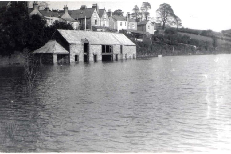 1924 floods at “the marsh”, now recreation ground, Kingsbridge.